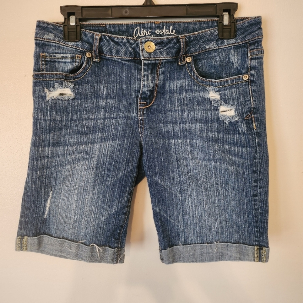 Aeropostale Distressed Jean Bermuda Shorts Women Size 8